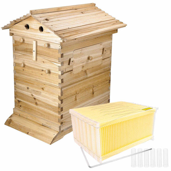 Wooden Beekeeping Beehive House +7PCS Upgraded Auto Honey Bee comb Hive Frame - AUPK