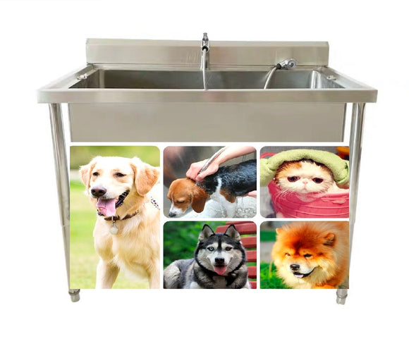 Dog Pet Grooming and Bath Tub  Stainless Steel   80 cm Wide Station - AUPK