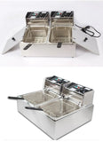 20L Electric Deep Fryers 2 Tanks Chicken Fryer French Frying Machine Commercial 5000w - AUPK