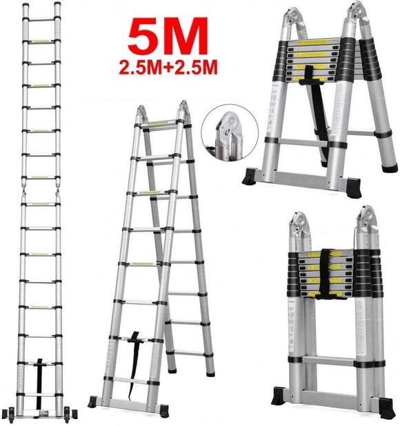 5m Telescopic Aluminum Multipurpose Ladder Extension Alloy Step - AUPK
