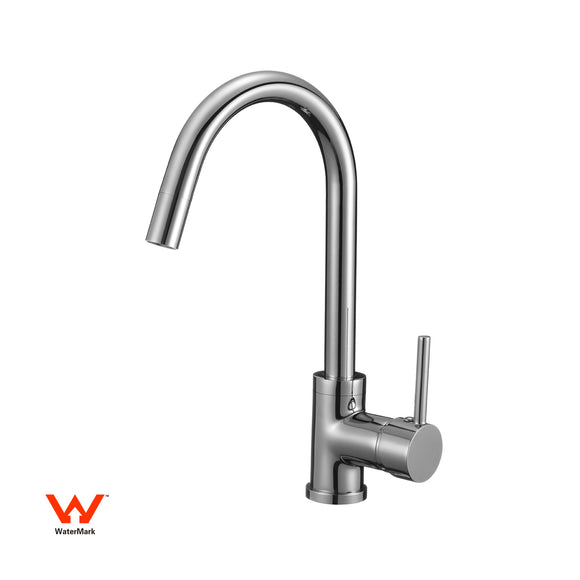 Kitchen Tap Mixer Tap Round Faucet Bath Sink Swivel WELS Silver - AUPK